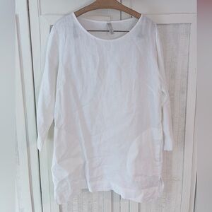 Studio 412 M White Washed Linen Tunic Top Round Neck Dress